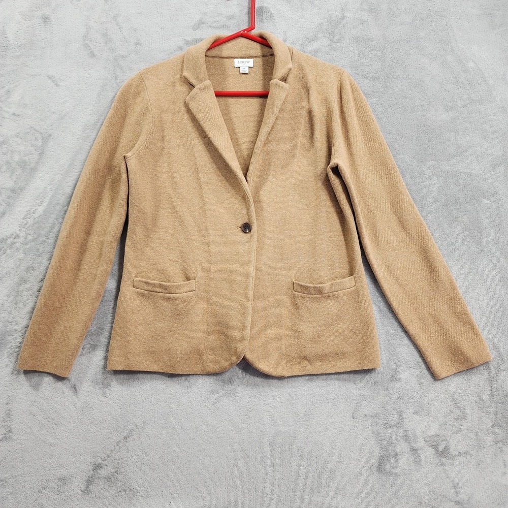 J.CREW Blazer Womens S Beige Cotton Schoolboy Knit Sweater Single Button Preppy